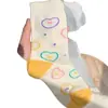 Meias Amarelas Estilo Coreano para Mulheres Meia Cano Médio ins Tendência Meninas JK Estilo Japonês Primavera e Verão Urso Desenho Animado Fofo KT Meias de Cano Médio