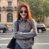 Cardigã de malha 100% lã, gola alta, botões coloridos estilo europeu para mulheres, suéter de manga longa, versátil, rejuvenescedor, modelagem solta