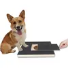 Placa de arranhar de madeira para cachorro com lixa, raspador de unha retrátil para pet com recipiente de comida, placa de arranhar de brinquedo quebra-cabeça para cachorro