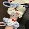 Scrunchie de Gatinha Estilo Coreano para Meninas de Faculdade, Rosa e Azul com Fita Kt, Acessório de Cabelo para Coque, Nuvem Fofa