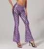 Moda Europea y Americana Más Vendidos Amazon Sirena Multicolor Escamas de Pez Pantalones de Campana Corte Ajustado Versátiles Pantalones Casuales