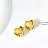 Brincos de Moda em Aço Inoxidável Dourado com Laço e Coração para Mulheres, Brincos de Aço Titânio de Luxo Leve de Nicho de Alta Qualidade para Outono e Inverno