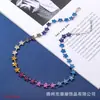 Colar de Moda Colorido com Zircônia Transfronteiriço, Moderno e Estiloso, Colar Simples e Versátil, Corrente Tennis, Em Estoque do Fabricante