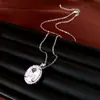 Collar con colgante redondo de circón con incrustaciones de diamantes y encaje, cadena para la clavícula minimalista, joyería de nicho de alta gama para mujer, los más vendidos en Corea y Japón