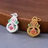 Plata Pura 999 Azul Quemado Color Oro Antiguo Fortuna y Prosperidad Loto Colgante DIY Pulsera Estilo Chino Collar Accesorios de Plata