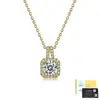 Collar con Colgante Cuadrado de Moissanita en Plata de Ley S925 para Mujer, Versátil, Sencillo, Casual, a la Moda, Lujo Ligero, Cadena para Clavícula Incrustada
