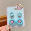 Aretes de Flor Transfronterizos para Niños, Aretes de Dibujos Animados Sin Dolor, Lindos Aretes de Princesa para Niñas, Aretes para Actuaciones de Bebés en Escenario