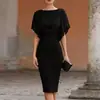 Comércio Exterior Europeu Transfronteiriço Roupas Femininas Outono 2026 Novo Estilo Vestido Temperamento Trabalho Cintura Marcada Cor Sólida Justo no Corpo Saia