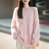 Suéter de Lã Tricotado com Bordado de Pelúcia Novo para Outono e Inverno para Mulheres Suéter Solto Versátil Roupa Feminina Manga Longa Base