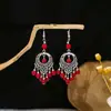 Pendientes Bohemios Azules de Turquesa Estilo Étnico Europeos y Americanos, Pendientes de Borla de Metal Plateado Imitación, Joyería de Borla Vintage para Orejas al por Mayor