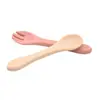 Tenedor y Cuchara de Silicona con Mango Largo Herramienta de Entrenamiento para Comer Bebé Alimentación Cuchara y Tenedor de Silicona Suave para Bebé Set de Suplemento Alimenticio