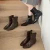 Primer Encuentro Ji Suela Suave Punta Fina Tacón Grueso Botines Cortos para Mujer Otoño/Invierno Botas Adelgazantes Botas Martin Botas de Moda Versátiles