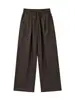 Pantalones anchos color marrón melardo para mujer, nueva colección otoño 2026, corte holgado, estilo boyfriend, cintura alta, adecuados para figuras petite, con detalles de pliegues