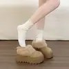 Zapatos Cubre-dedos de Moda Versátiles Ropa Exterior para Mujer 2026 Invierno Nuevo Estilo Suela Gruesa Zapatos de Algodón con Piel Forro de Terciopelo Botas de Nieve Sencillas