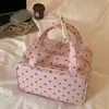 Bolsa de maquillaje impermeable estilo coreano con lunares, gran capacidad, bolso de mano con tres compartimentos, neceser portátil, se puede colgar en una maleta