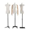 Mannequin Feminino de Meio Corpo com Cobertura de Tecido, Novo Suporte de Exibição com Mãos Móveis para Vitrine de Loja de Roupas