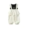 Colete Estampado Color Block Doce Novo de Verão Dianxi para Bebês e Crianças Pequenas, Macacão Casual Elegante de Bolinhas para Bebê