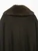 Abrigo de Lana Suelto con Cuello de Piel Sintética Efecto y Cinturón para Mujer, Estilo Transfronterizo Europeo y Americano, Abrigo Nuevo