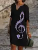 2026 Nuevo Vestido de Verano para Mujer con Estilo de Pintura al Óleo Transfronteriza, Cuello en V, Impresión 3D, Holgado, de Manga Corta, para Vacaciones en la Playa junto al Mar