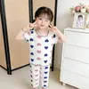 Conjunto de Pijama de Seda Helada para Niñas con Forma de Corazón Ropa de Casa de Verano Dulce Nuevo Conjunto de Dos Piezas Moderno