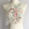 Parche de Encaje Bordado de Malla de Diamante con Cuentas de Flor Estéreo Colorido Tela Parche Ropa Vestido Accesorios Decorativos DIY JX545