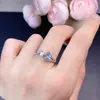 Anillo de Aguamarina Natural con Piedra Principal de Cristal Transparente 3*5mm, Tamaño Ajustable, ¡Adecuado para Cualquier Tamaño de Dedo! Plata S925 Incrustada