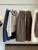 Falda de trabajo estilo japonés con cordón para mujer, nuevo otoño 2026 de cintura alta, adelgazante, de longitud media, casual, línea A, tipo tulipán