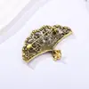 Broche Abanico de Moda Retro Elegante con Pedrería para Mujer, Versátil y Elegante, Adecuado para Trajes, Chaquetas y Abrigos