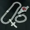 Moda Genial Conjunto de Collar con Colgante de Cruz Pulsera Reloj Caja de Regalo Traje Regalos Hermosos de Alta Gama para Hombres