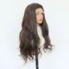 Comercio electrónico transfronterizo: Peluca de encaje frontal estilo europeo y americano 13*4, diseño de onda grande, peluca de fibra sintética de alta gama que imita el cabello humano, resistente al calor y lisa