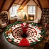 Alfombra redonda con ilusión visual 3D navideña, decoración festiva de terciopelo de cristal, tapete para sala de estar y entrada, crea una atmósfera acogedora y es antideslizante
