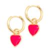 Estilo coreano estilo ins mini color goteado aceite pequeño gancho para la oreja corazón de durazno Blanco rosa púrpura Negro