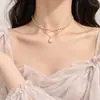 Collar con colgante de perlas simple, cadena de clavícula exquisita con cuentas de perlas y hueso de serpiente, estilo bohemio transfronterizo
