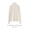 Nuevo suéter de cuello alto tejido para mujer de cachemira 100% pura para otoño e invierno con cuello superpuesto, de alta gama y versátil