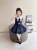 Vestido de Policía Conejito para Niña Verano 2026 Nuevo Vestido de Princesa Estilo Academia Infantil Vestido Elegante Flor en Brote para Bebé
