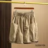 Shorts casuais leves de verão, marca da moda estilo wasteland, calça esportiva solta com bolso, calça cargo versátil masculina até o joelho