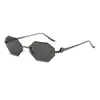 Gafas de sol poligonales sin montura con degradado marrón para hombre, patillas de metal de lujo ligero, estilo europeo y americano, gafas de sol personalizadas con protección UV para mujer