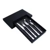 Amazon Cross Talheres Ocidentais de Aço Inoxidável Cor Dourada Revestida de Titânio Faca de Bife Garfo Colher Conjunto de Quatro Peças Conjunto em Caixa de Presente