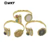 Mpb139 Colgante Exquisito y Único de Concha de Flor, Piedra Preciosa, Perla, Latón Chapado en Oro de 18K, Pulsera Abierta, Accesorios para Mujer