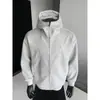 Él: Sudadera con capucha Chocoolate de peso pesado para otoño para hombre, Estilo callejero retro moderno, Chaqueta cárdigan holgada y cómoda