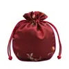 Bolsa de Cetim Arredondada para Puxar Frutas 11*13 Bolsa para Joias Bolsa para Brincadeiras Culturais Alça de Corda para Contas de Buda Bolsa de Armazenamento
