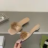 Sandalias Planas con Pedrería de Fuegos Artificiales para Mujer, Elegantes para Primavera y Verano, Nuevas Sandalias Cuadradas de Tacón Bajo 2026 para Combinar con Vestidos