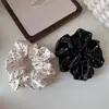 Goma para el pelo de satén con lunares blancos y negros estilo francés, coleta retro, banda elástica alta para moño, nueva cuerda para el pelo, goma para el pelo