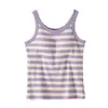 Nueva Camisola Fina de Rayas para Primavera y Verano con Copas para Mujer, Estilo Popular para Usar en Capas