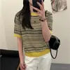 Top de punto de seda helada Lyocell Tencel de ajuste holgado adelgazante para mujer, Camiseta de lino de manga corta con cuello redondo de alta gama