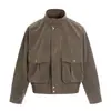 Chaqueta Estilo Old Money Americano 11Kn para Hombre y Mujer, Retro Terciopelo Maillard Casual Holgado Cuello Alto Versátil Superior