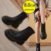 2025 Novas Botas Pequenas Elásticas de Aumento Interno de Outono e Inverno para Mulheres Estilo Britânico Salto Grosso Sola Grossa Botas Slim Botas Curtas Elásticas