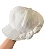 Boina Octagonal con Lazo Rayado para Mujer, Estilo Delgado Primavera/Verano, Uso Diario Artístico, Boina de Painter con Forma de Nube de Gama Alta