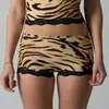 Cueca Boxer Feminina Listrada Tigre Picante com Renda Estampada Leopardo Sexy Cintura Alta Confortável