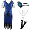 Popular Vestido de Noche Retro con Lentejuelas Gatsby 1920s Europeo y Americano Vestido de Graduación Cuello en V Borla Transfronterizo